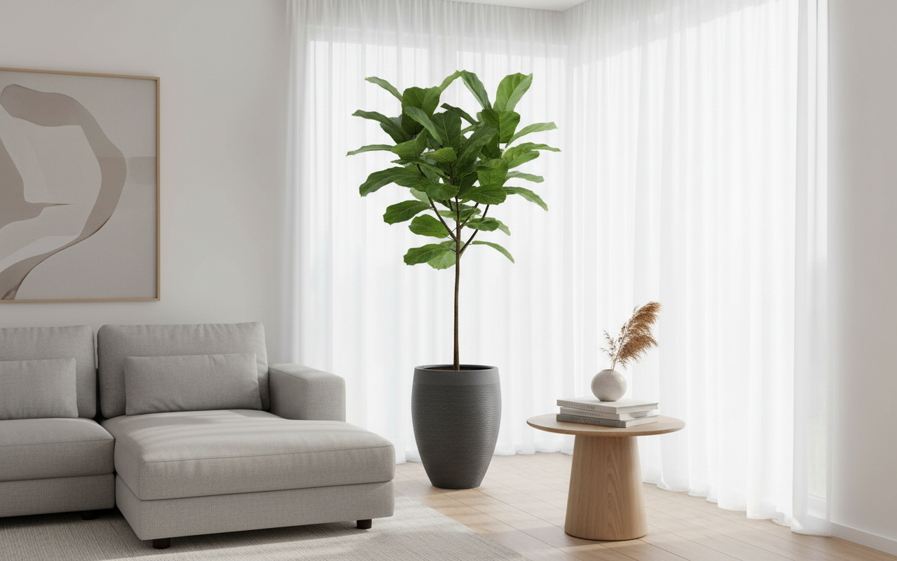 Milano High Planter - Modern Ribbed Round Planter for Indoor & Outdoor