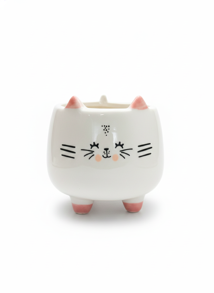 Pink and White Foxy Pot