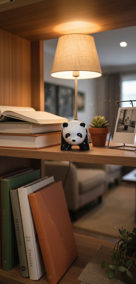Adorable Ceramic Panda Figurine planter - Handcrafted Home Decor