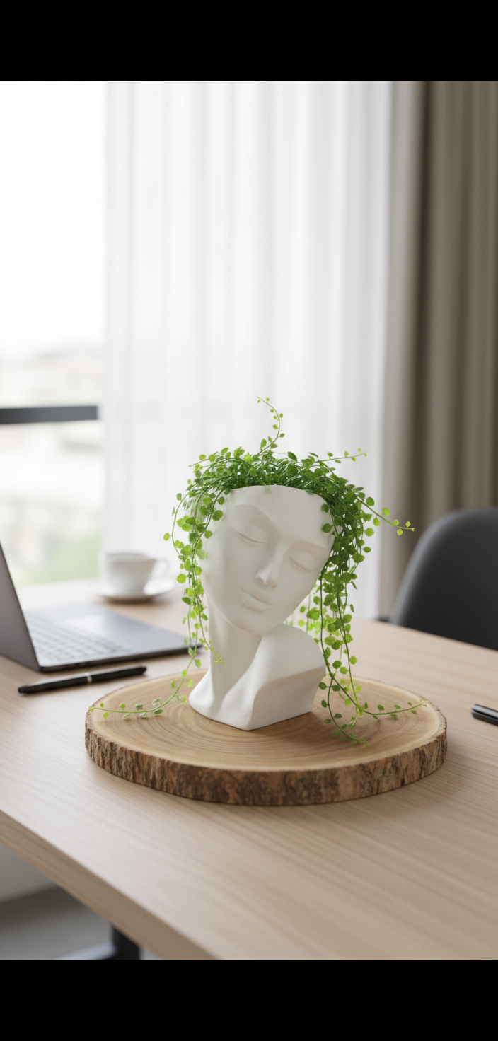 Abstract Face Sculpture Planter - Modern Artistic Home Decor