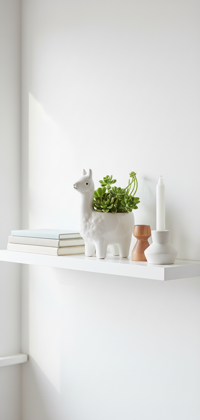 White Ceramic Llama Planter - Decorative Succulent Pot
