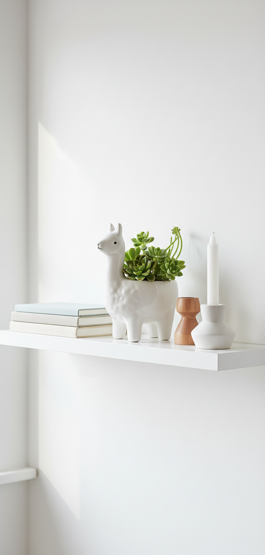 White Ceramic Llama Planter - Decorative Succulent Pot