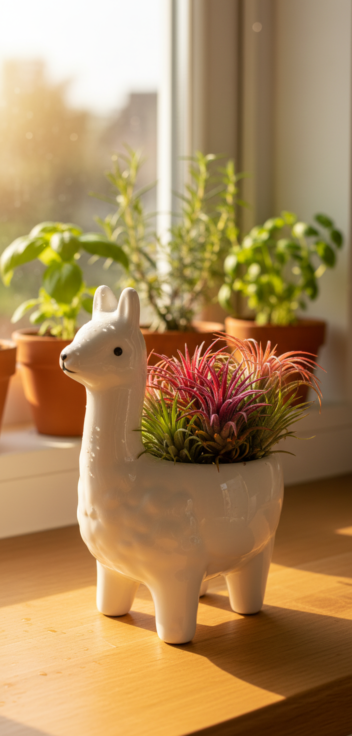 White Ceramic Llama Planter - Decorative Succulent Pot