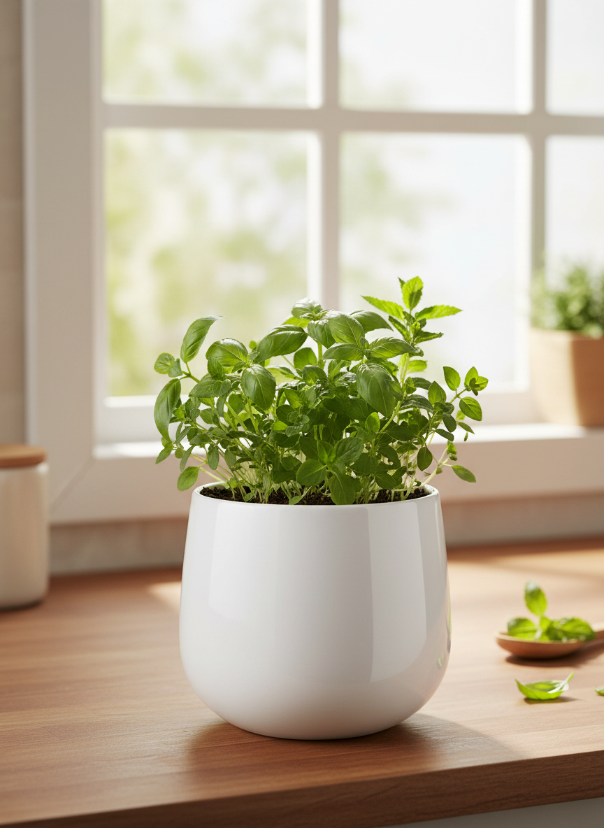 Round Tumbler-Style Ceramic Planter