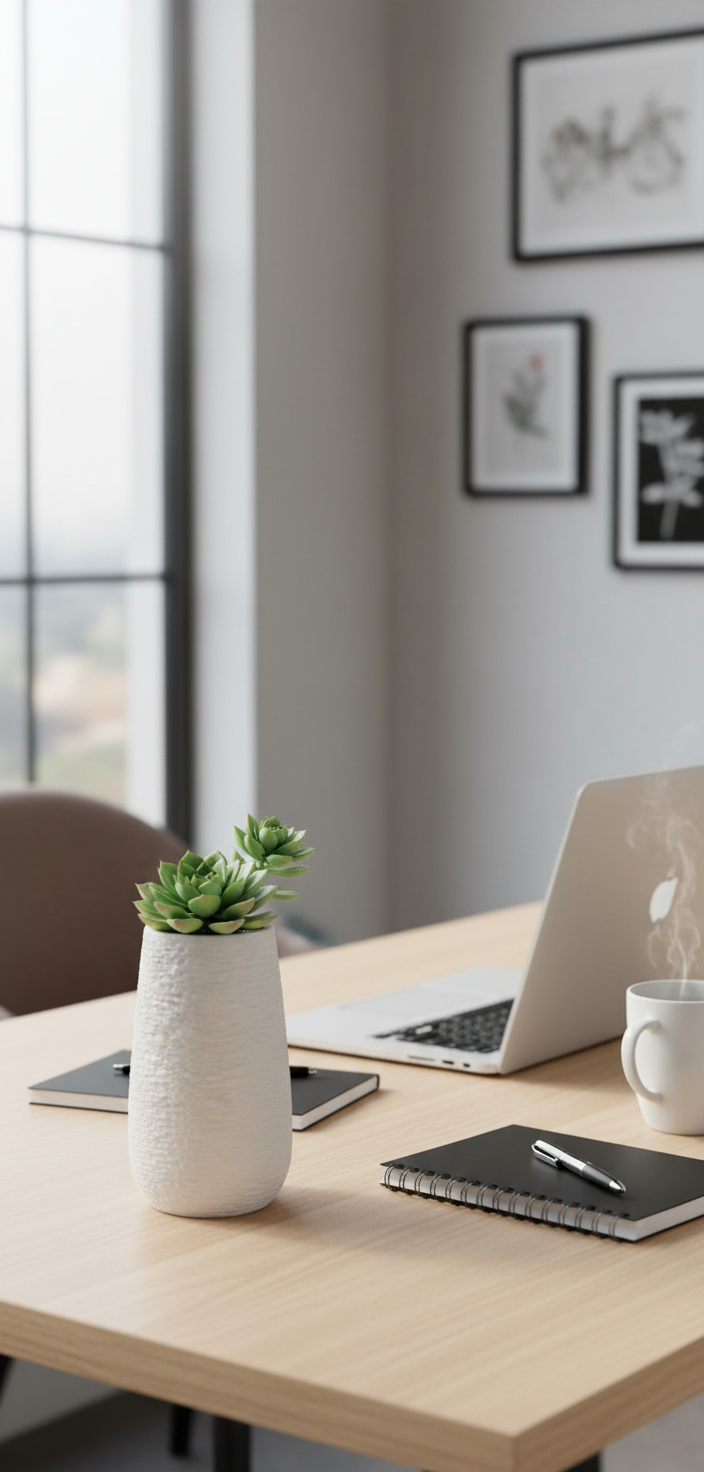 Premium White Textured Ceramic Planter - Modern Minimalist Tall Vase