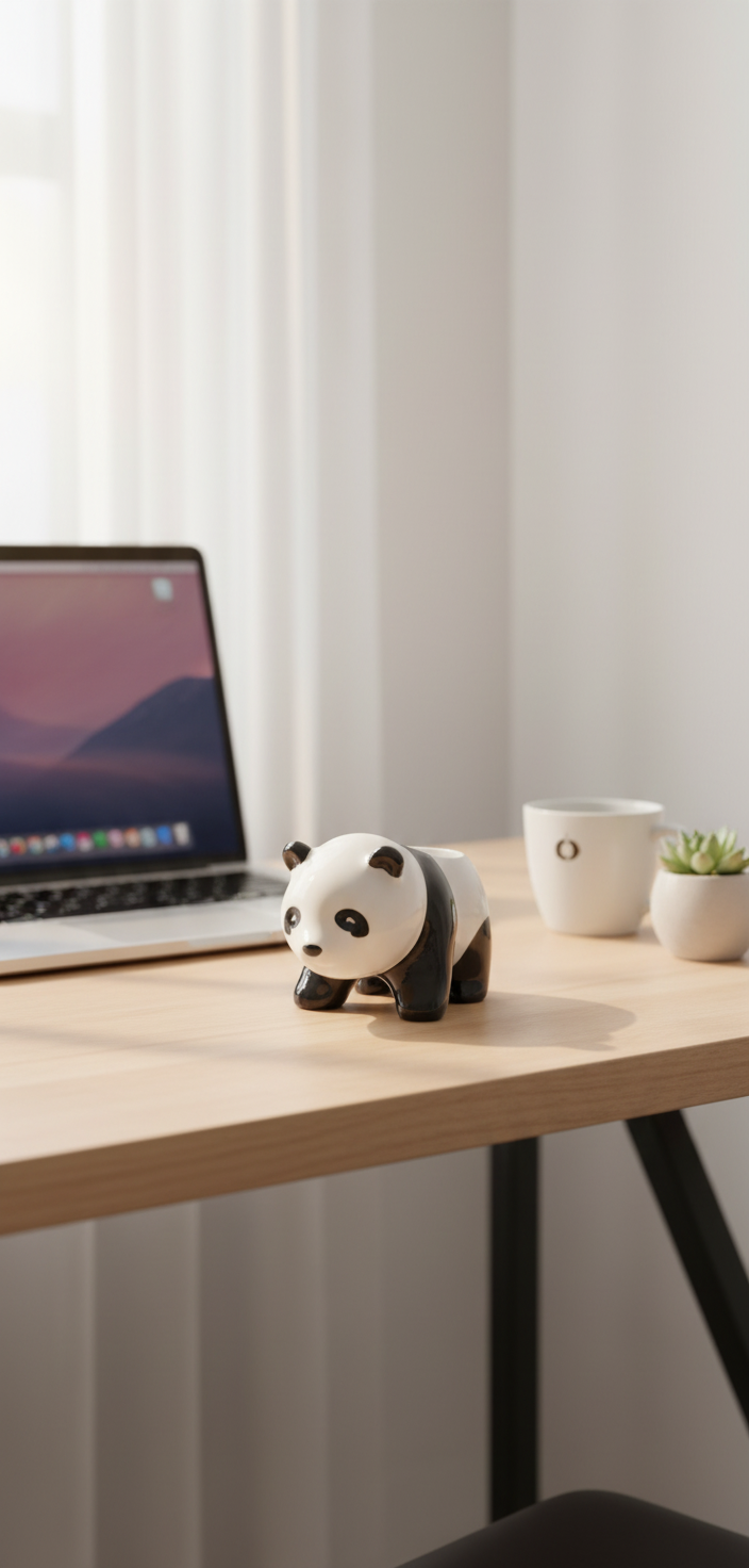 Adorable Ceramic Panda Figurine planter - Handcrafted Home Decor