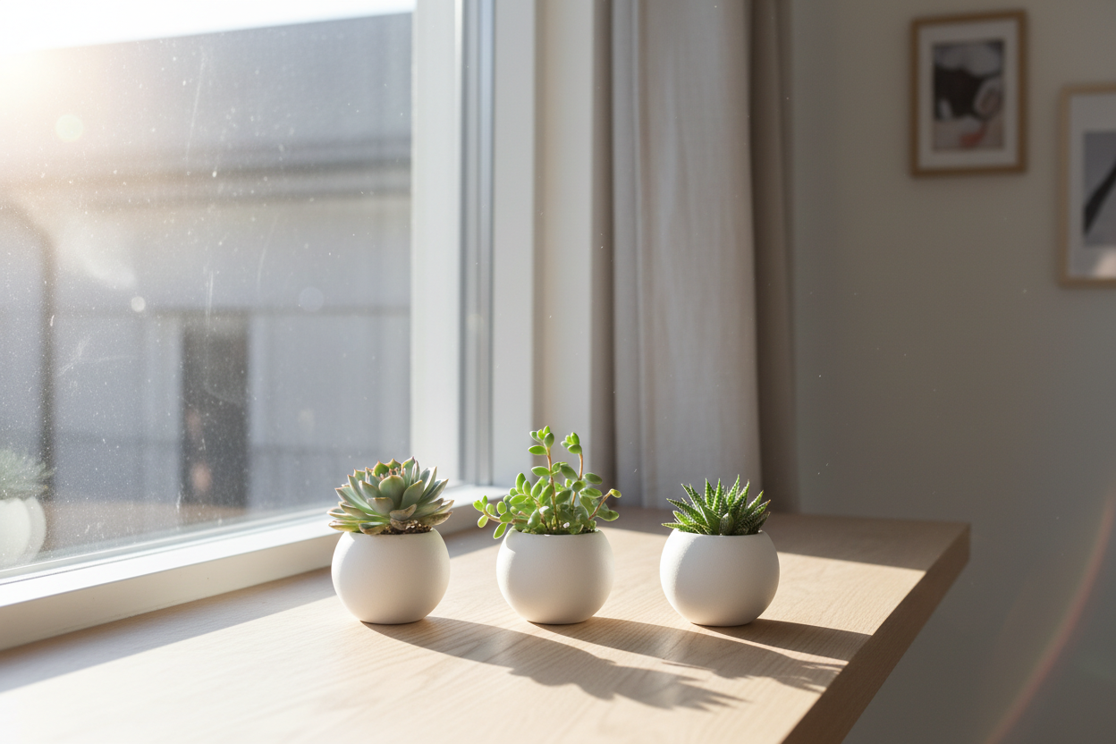 Mini Sphere White Ceramic Planter – Small Round Pot for Succulents & Air Plants