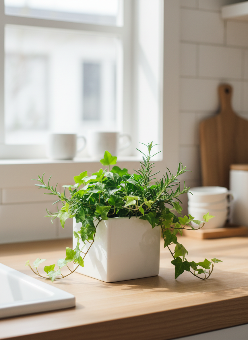 Modern Square Planter in Kitchen