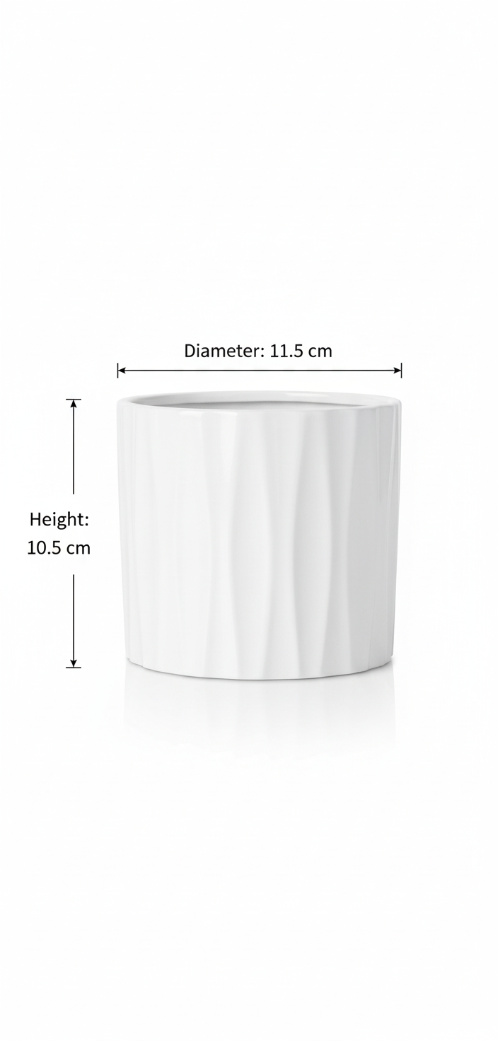 Planters with dimensions - white background