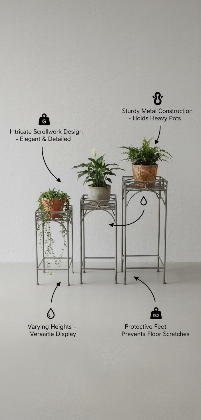 3 Piece set of Rusty Metal Stand