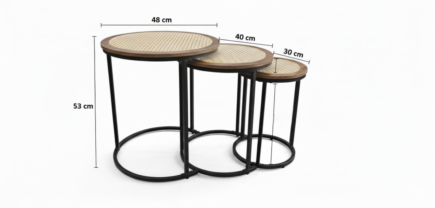Modern Boho-Chic Style Perfect for Living Rooms & Bedrooms-3 Pcs Table Set