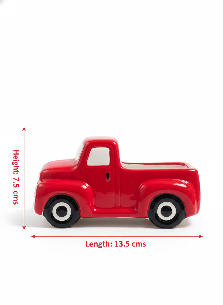 Vintage Style Red Truck Pot