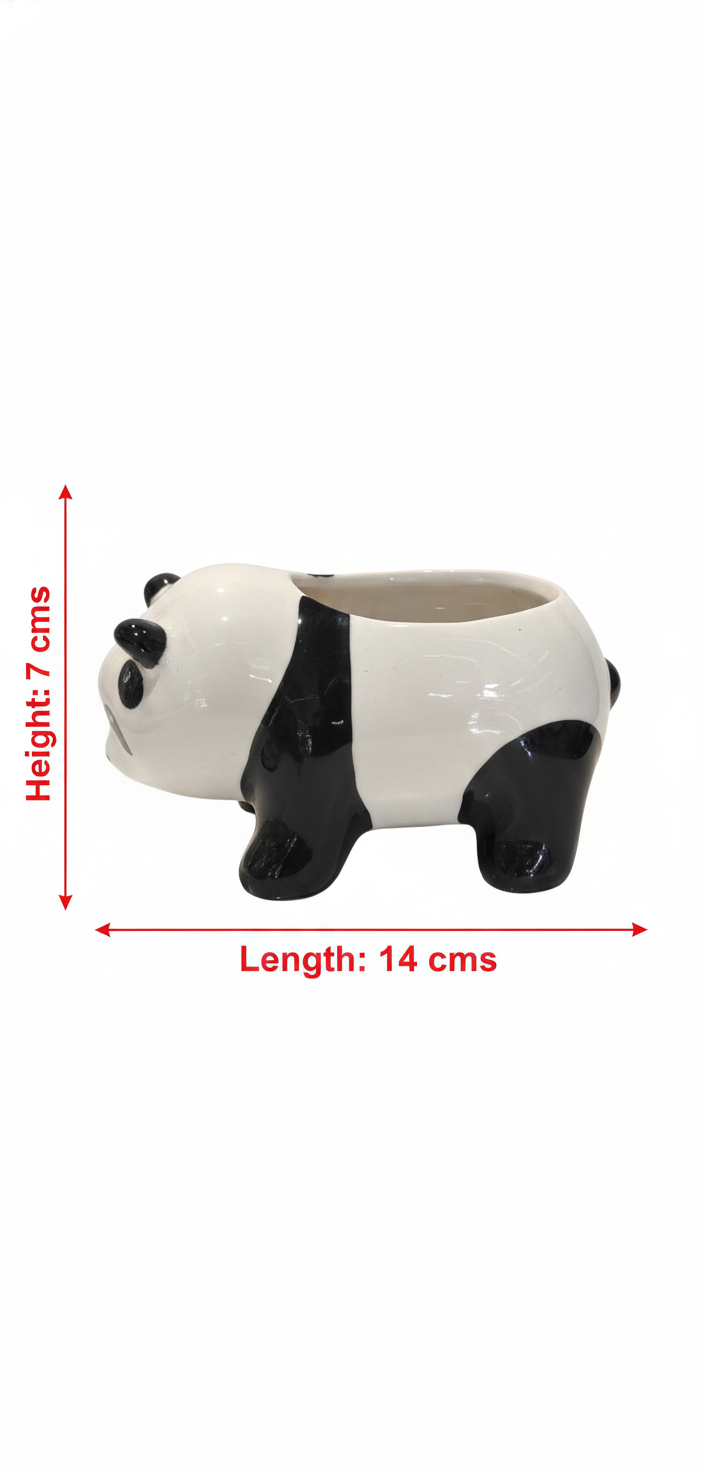Adorable Ceramic Panda Figurine planter - Handcrafted Home Decor