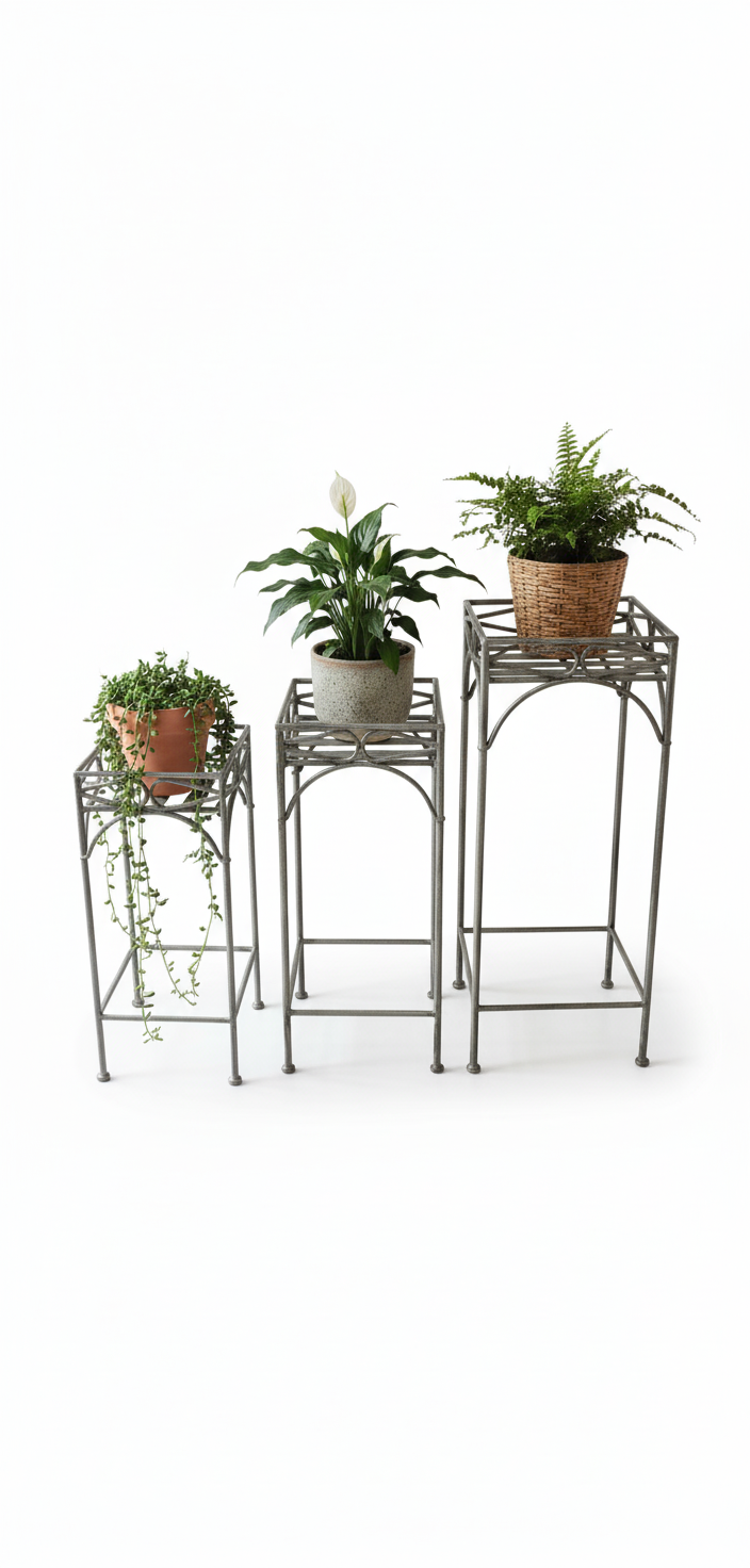 3 Piece set of Rusty Metal Stand