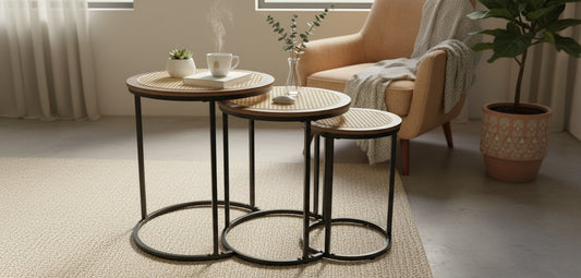 Modern Boho-Chic Style Perfect for Living Rooms & Bedrooms-3 Pcs Table Set