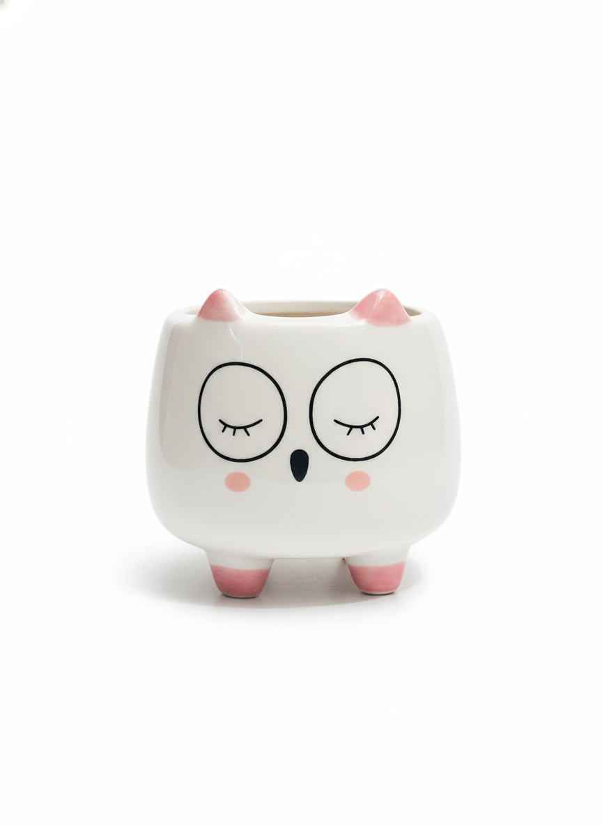 Pink and White Foxy Pot