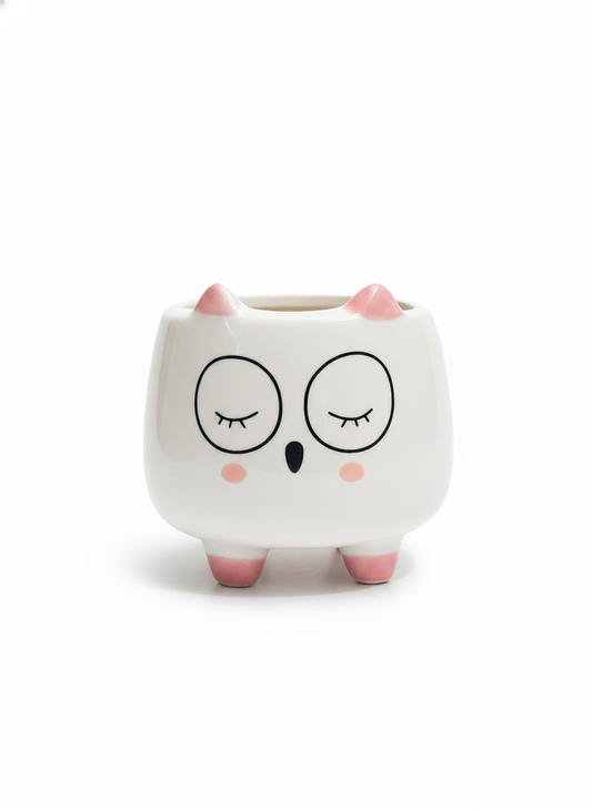 Pink and White Foxy Pot