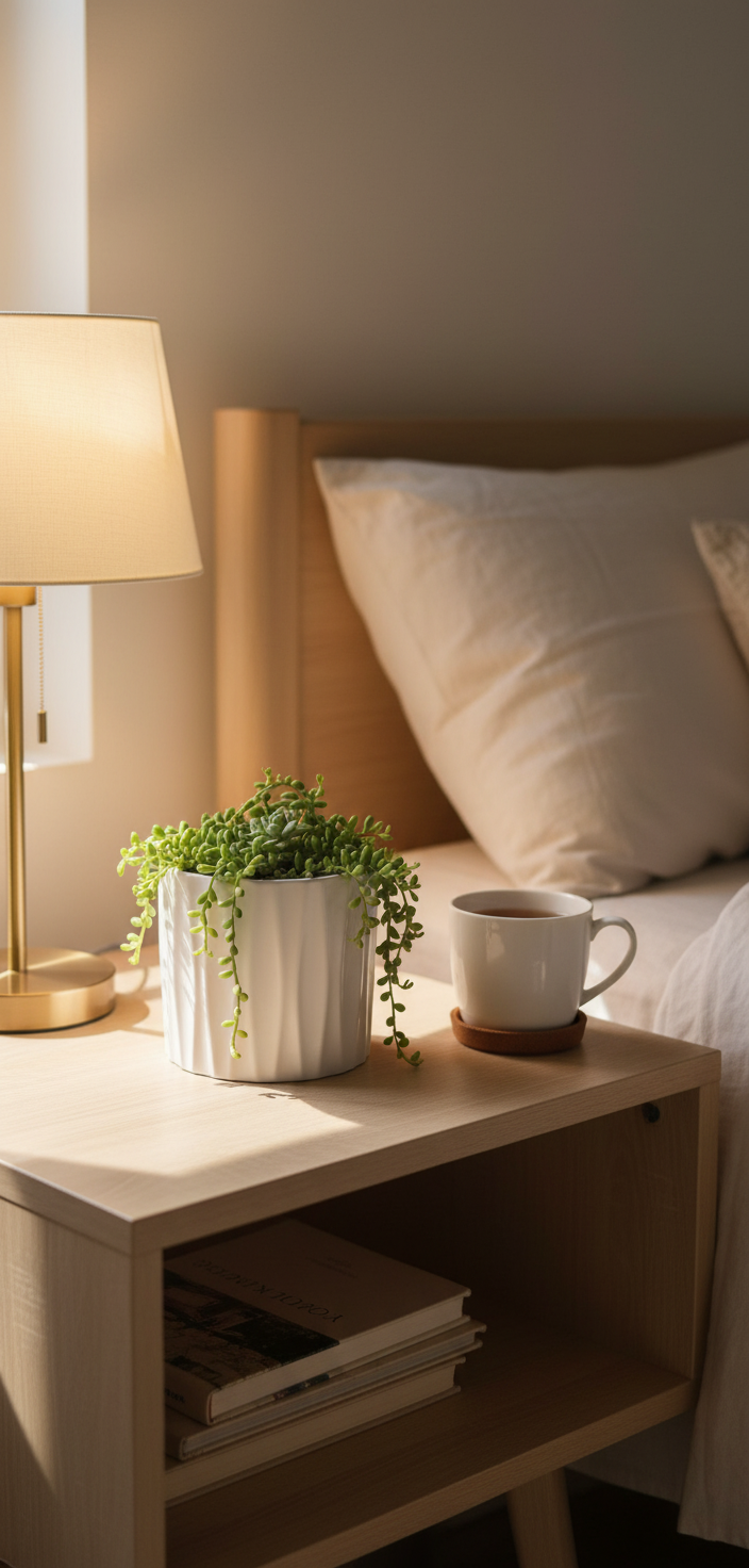 White planter in bedroom